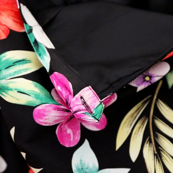 Silkland Women's 12 100% Pure Silk Tropical Vibrant Colorful Floral Pant Black - Picture 6 of 14